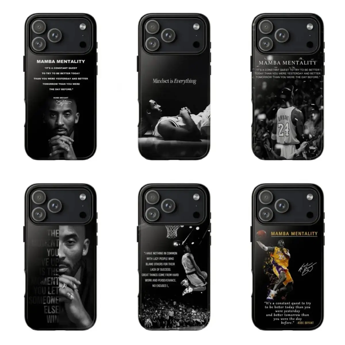 Kobe Bryant Quote Mamba Mentality Motivation Basketball Legend Smartphone Case - Handheld Cellphone Protection for iPhone 12/13/14/15/16/17 ProMax, Pro Plus, 17 Air - Stylish Gift for Him/Her, Casing
