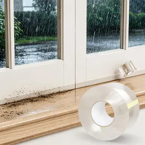 Transparent Window Seal Tape 33FT, Clear Caulk Tape Self Adhesive , No- Weather Stripping Kitchen and Wall Sealing Tape, Bathroom Sealant Strip for Toilet, Bath Tub, Sink, Shower