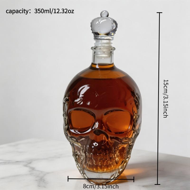 Sovereign Skull Whiskey Decanter, 350ml Gothic Skull Glass Liquor Bottle, Dark Style Empty Wine Vessel for Home Bar Decor & Gift