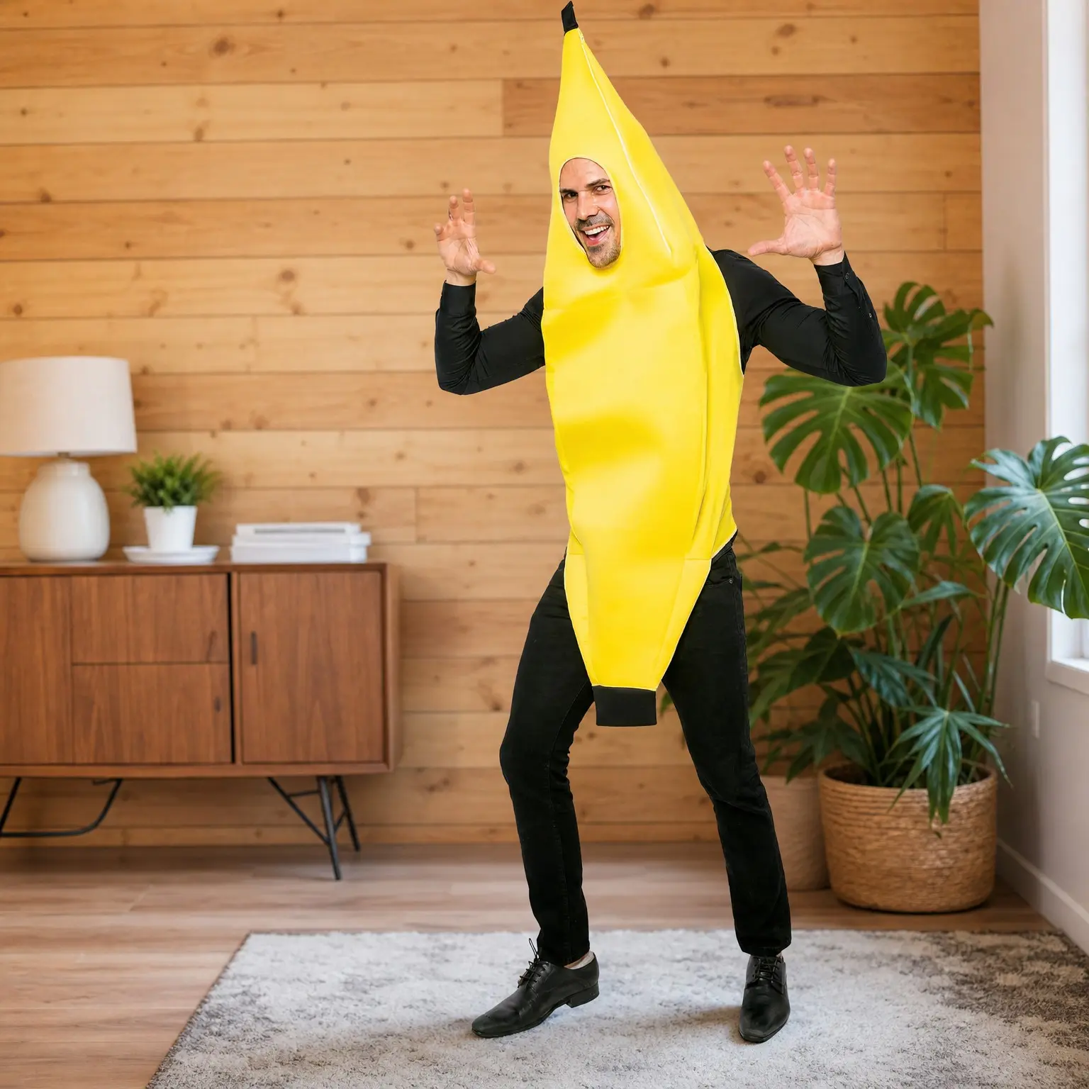 Adult Banana Costume Deluxe Set for Halloween Dress Up Party and Roleplay Cosplay(Gift)