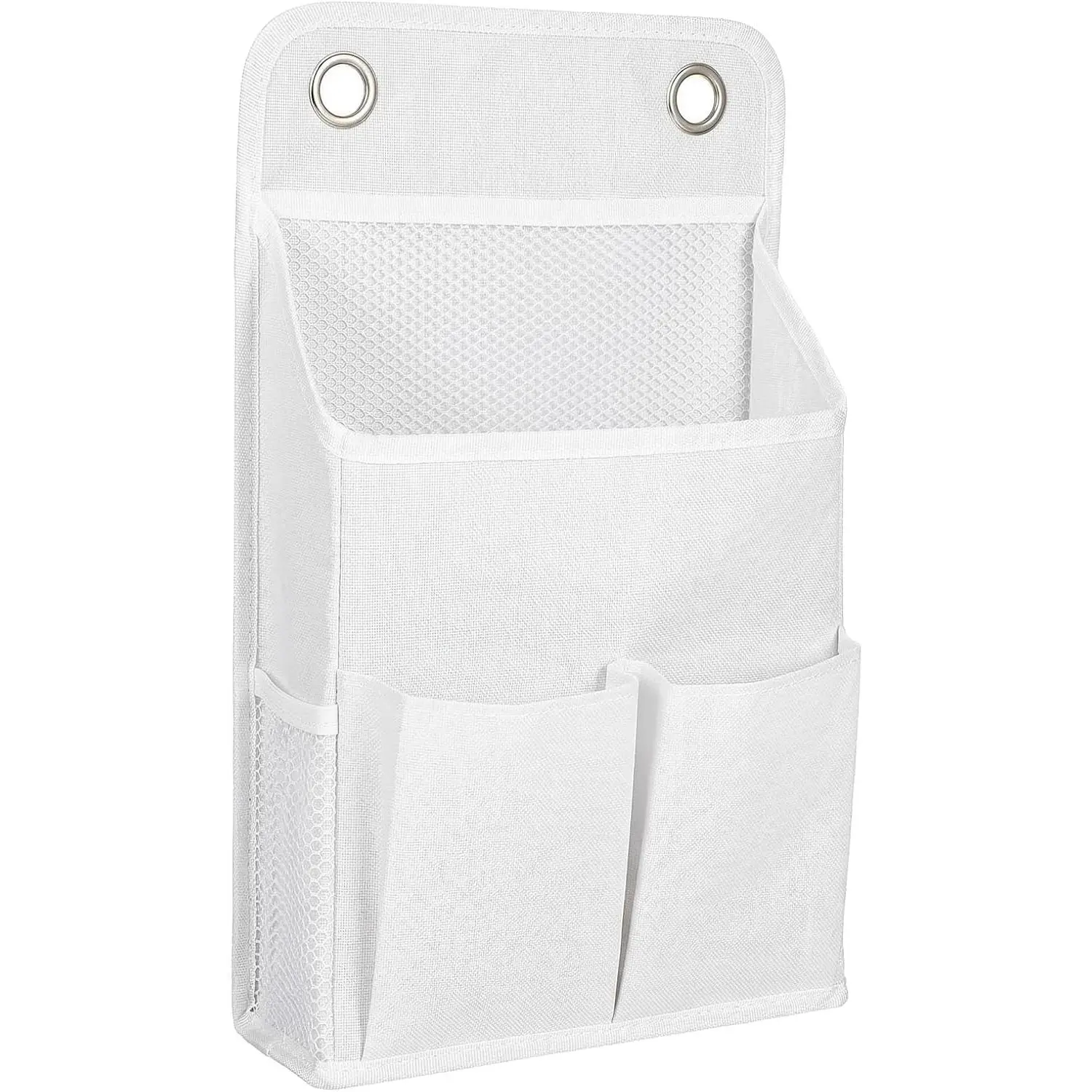 Basket for Organizing,  Organizer with Pockets, Wall Storage Basket Bedside  Camper Fabric File Organizer Holds Books, Phones, Glasses, Mail,  for , Office, Dorm (White)