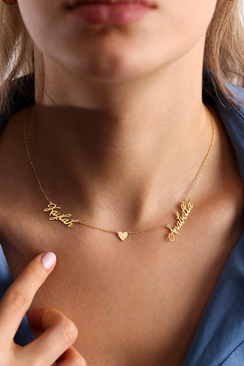 AS616 Personalized Custom Name Middle Love Necklace Stainless Steel DIY Name Necklace Holiday Gift for Men and Women