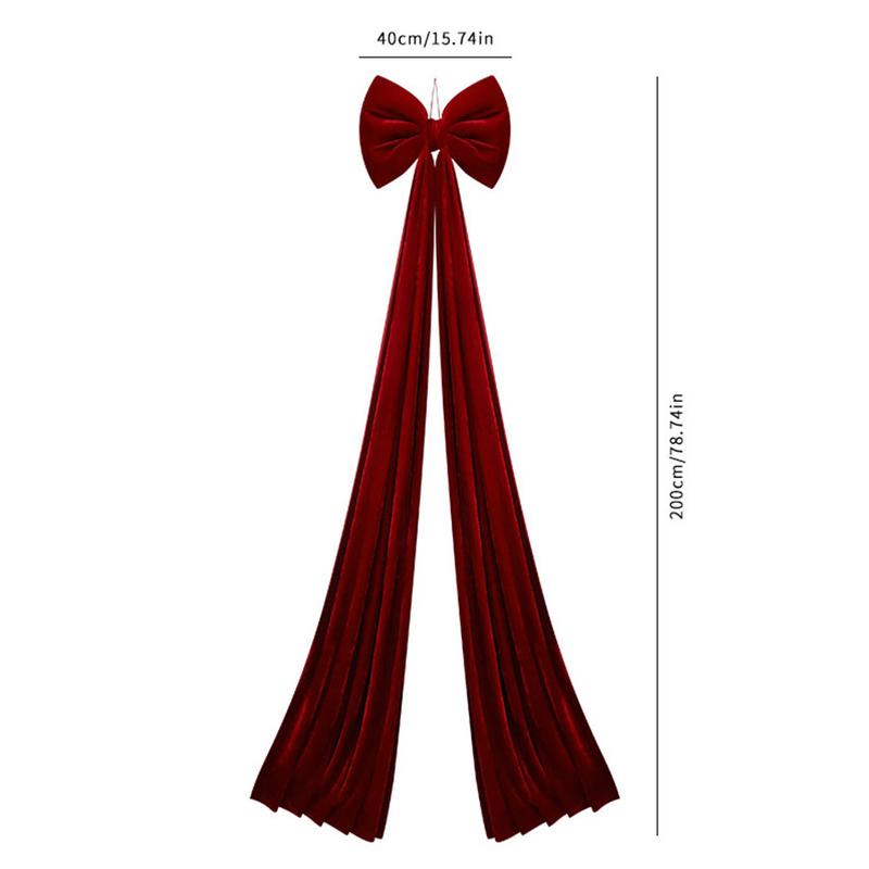 Large Wine Velvet Bow Tie, Christmas Tree Decoration, Holiday Window Hanging Ornament, Festive Home Decor Accessory, Wine Bottle Ornaments