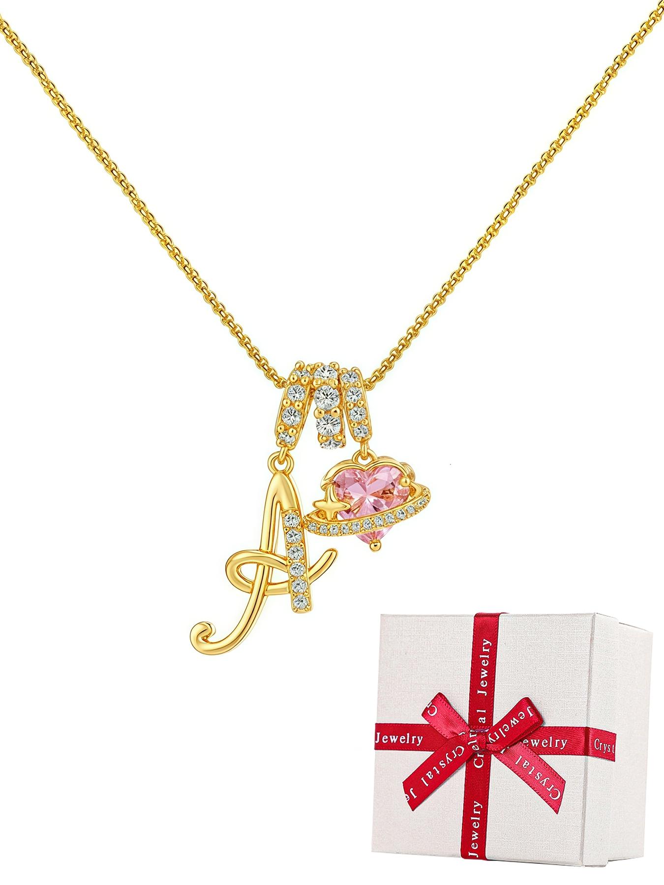 Apple Shape Rose Jewelry Gift Box With Initial Letter Love Heart Necklace for Women, Valentine's Day Wedding Anniversary Jewelry Gift for Girlfriend Wife, Birthday Christmas Gift for Daughter Mom Apple Shape Rose Jewelry Gift Box With Initial Letter Love Heart Necklace for Women, Valentine's Day Wedding Anniversary Jewelry Gift for Girlfriend Wife, Birthday Christmas Gift for Daughter Mom