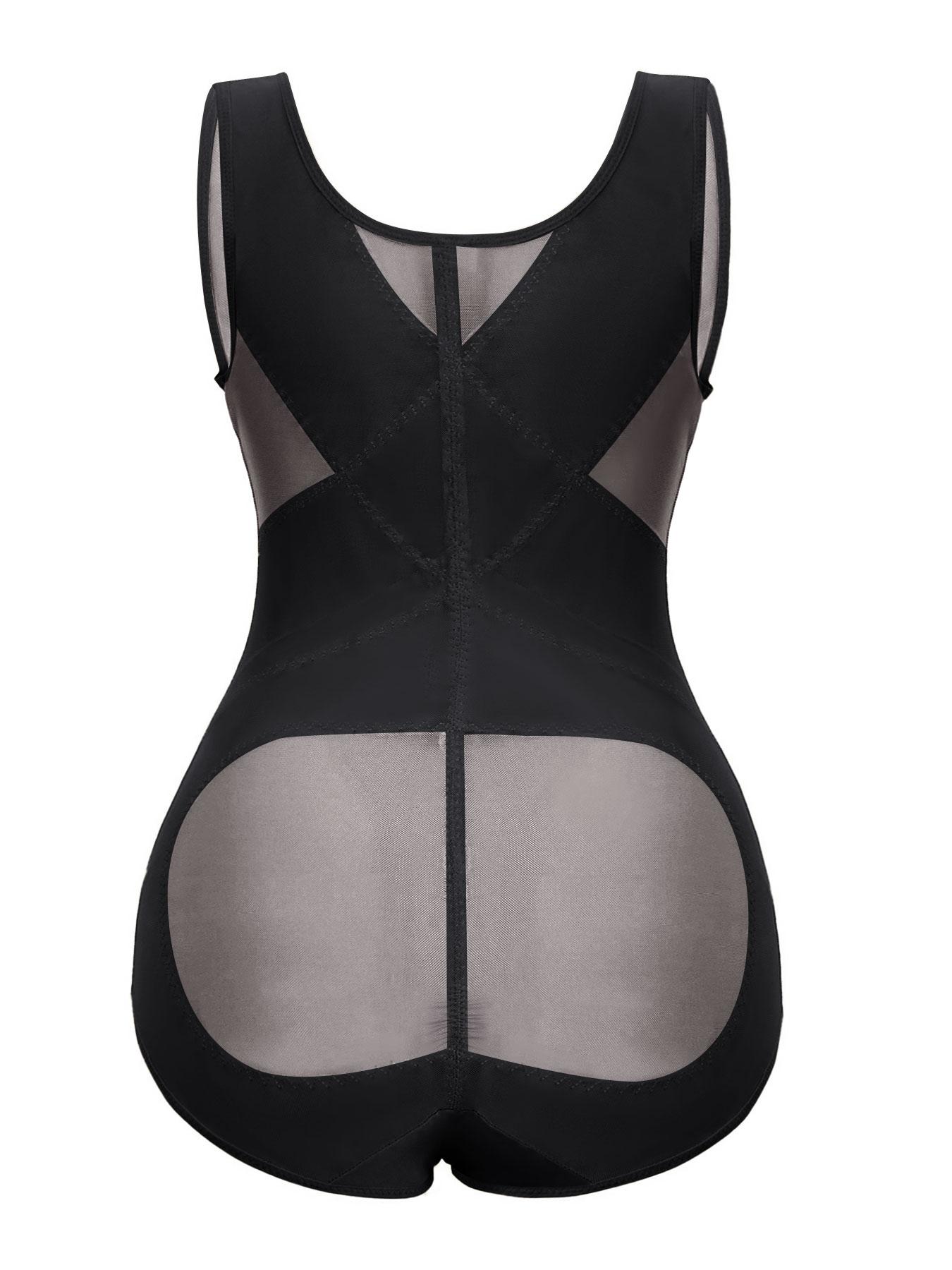 【Plus Size】 Solid Color Open Bust Hook & Eye Closure Crotch High Waisted Shapewear Bodysuit, Breathable Comfortable Shaper, Tummy Control Butt Lifter, Ladies Shapewear for All Seasons