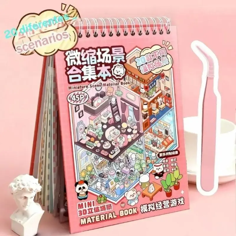 20 Sets 3D Microscopic Scenes, Tweezers, DIY Stickers, Mini Houses, Birthday Gifts, 3D Decorative Albums, Gift Packaging Set, Art Stickers
