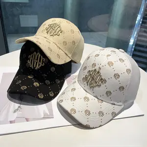 2026 Gold Thread 3D Embroidery Baseball Cap for Women, Summer Breathable Mesh, Face Slimming, Sports Sun Protection, Wide Brim