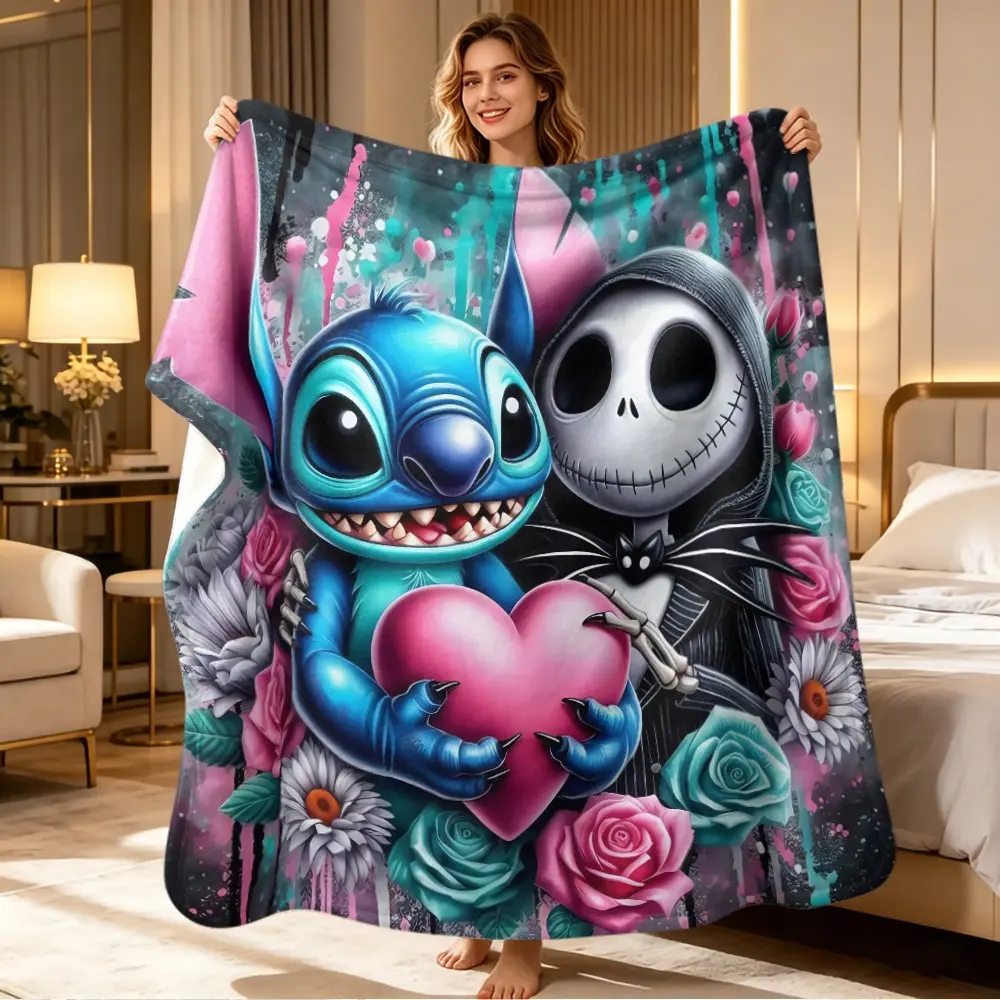 Flannel Blanket with Rose Daisy Print, Gothic Style, Multi-Purpose Rug for Holidays, Sofa Bed Throw, Outdoor Travel, Modern Design