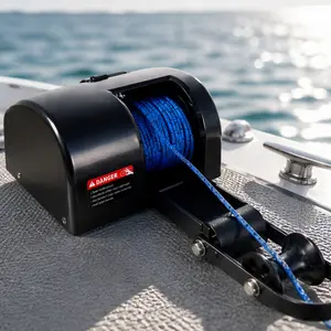ARCH 12V Electric Anchor Winch Kit 35 lbs Marine Boat Windlass with Wireless Remote, 100ft Pre-Wound Rope, IP67 Waterproof, Heavy Duty Steel, for Speedboat Fishing Pontoon Boats up to 24ft, Saltwater Ready, Black, Black Color Options