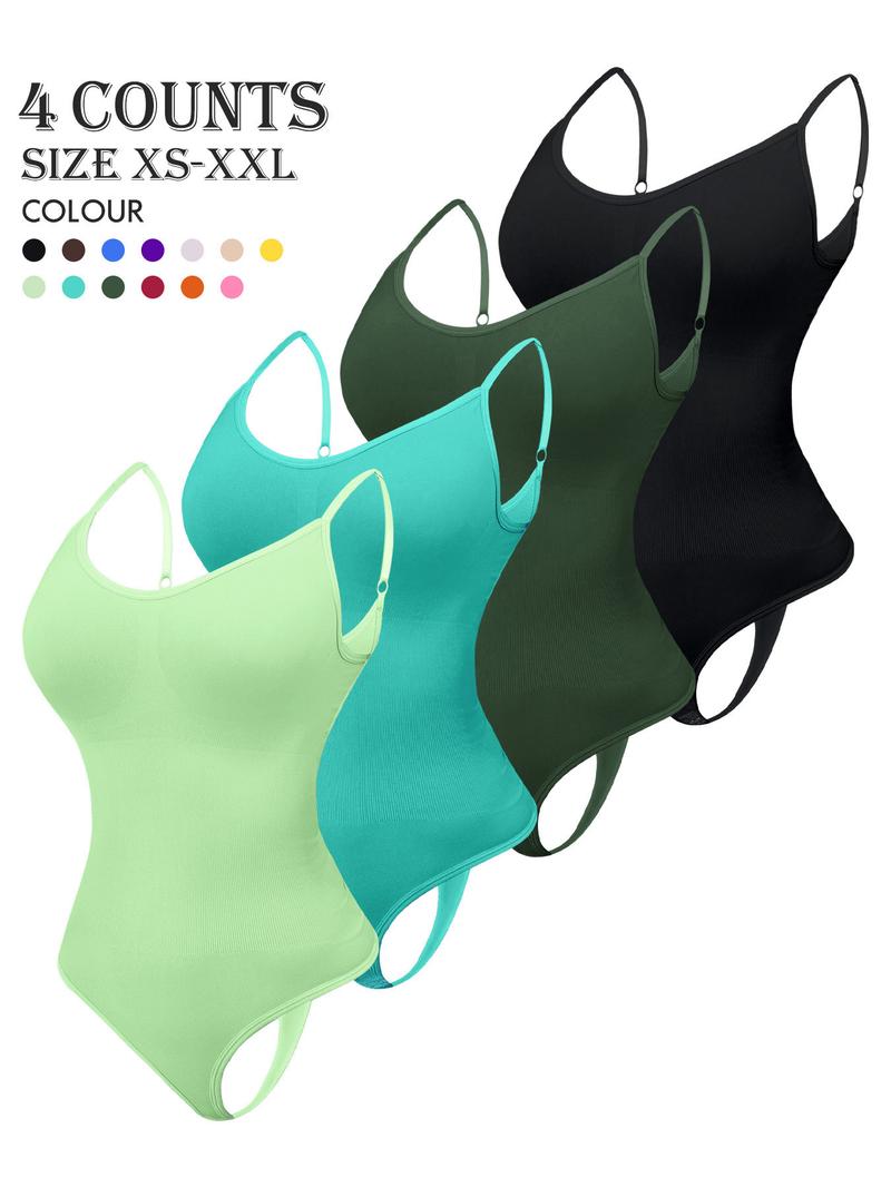 Women's Solid Color Shapewear Bodysuit, High Stretch Tummy Control Shaper, Ladies Clothing for Daily Wear, Seamless Shapewear