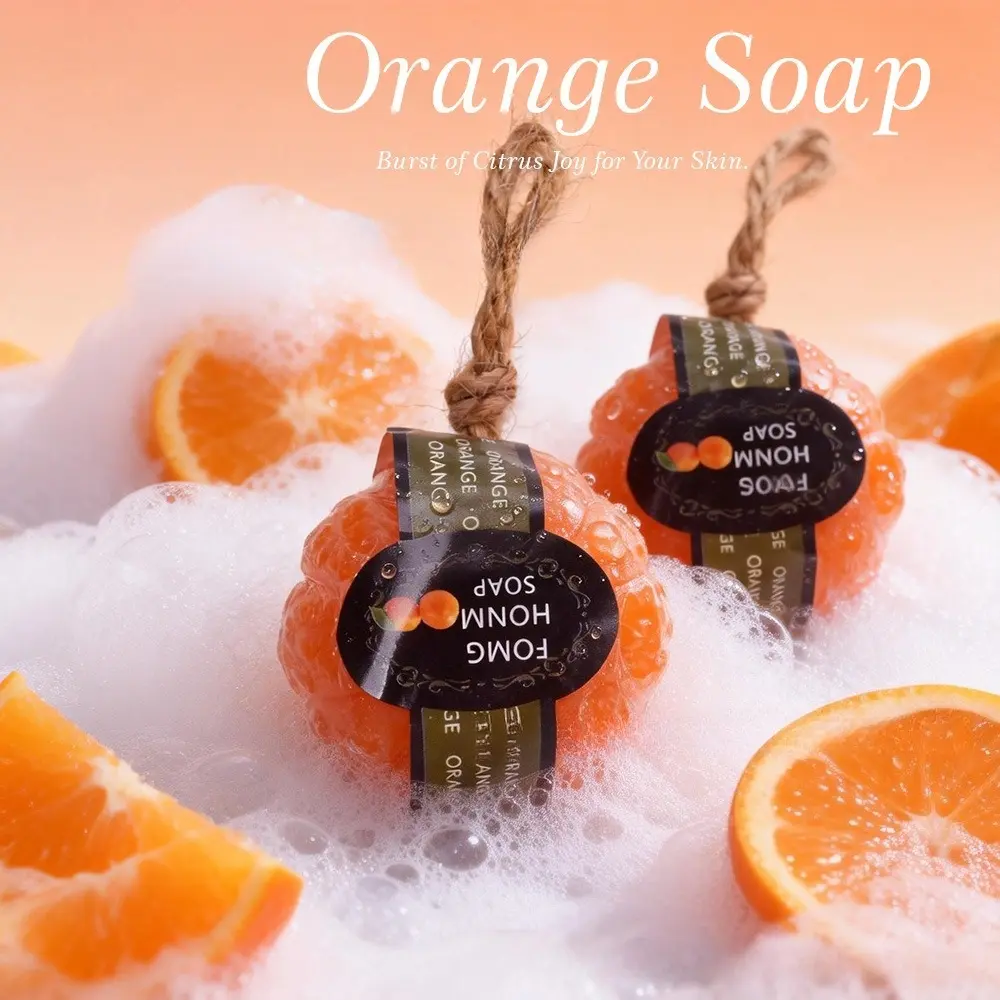 Fresh orange & green grape handmade fruit essential oil soap, Body care soap, mild fruity formula for face, body and hand washing. Rich lather moisturizes skin with sweet scent, portable cleansing soap for home and travel use