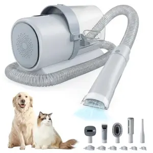 Professional Cordless Dog Grooming Electric Clippers with 2.5L Dust Cup, 10 Kilopascals Suction, 3 Suction Modes, 6 Size Attachments, 5 Groomer Tools, Detachable Blade, Low Noise Clean Pet Hair Trimmer for Dogs