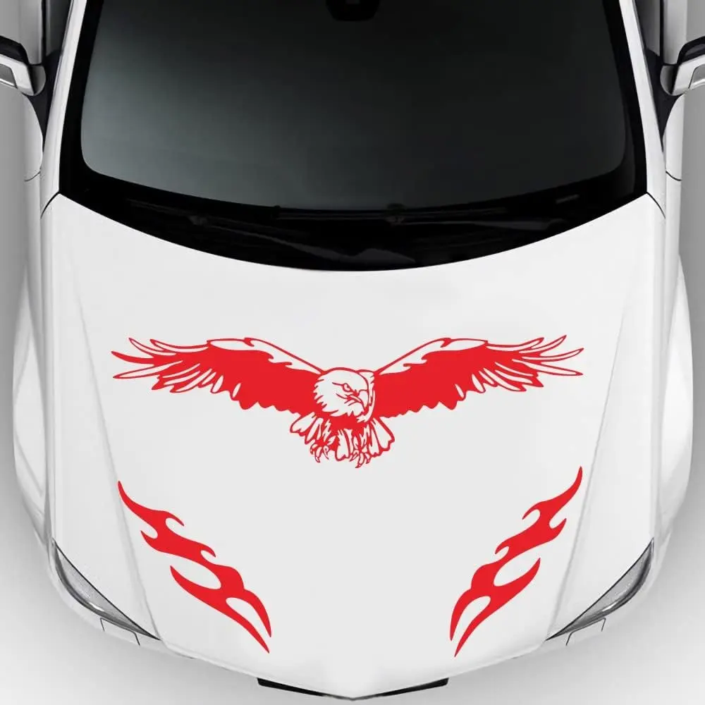 Large Eagle and Flame Peel-Stick Car Hood Decal - High-Gloss Premium Vinyl Graphic Sticker, Water-Resistant Automobile Accessory, Long-Wearing Exterior Styling Gift for Men, Universal for Trucks & Car Accessories