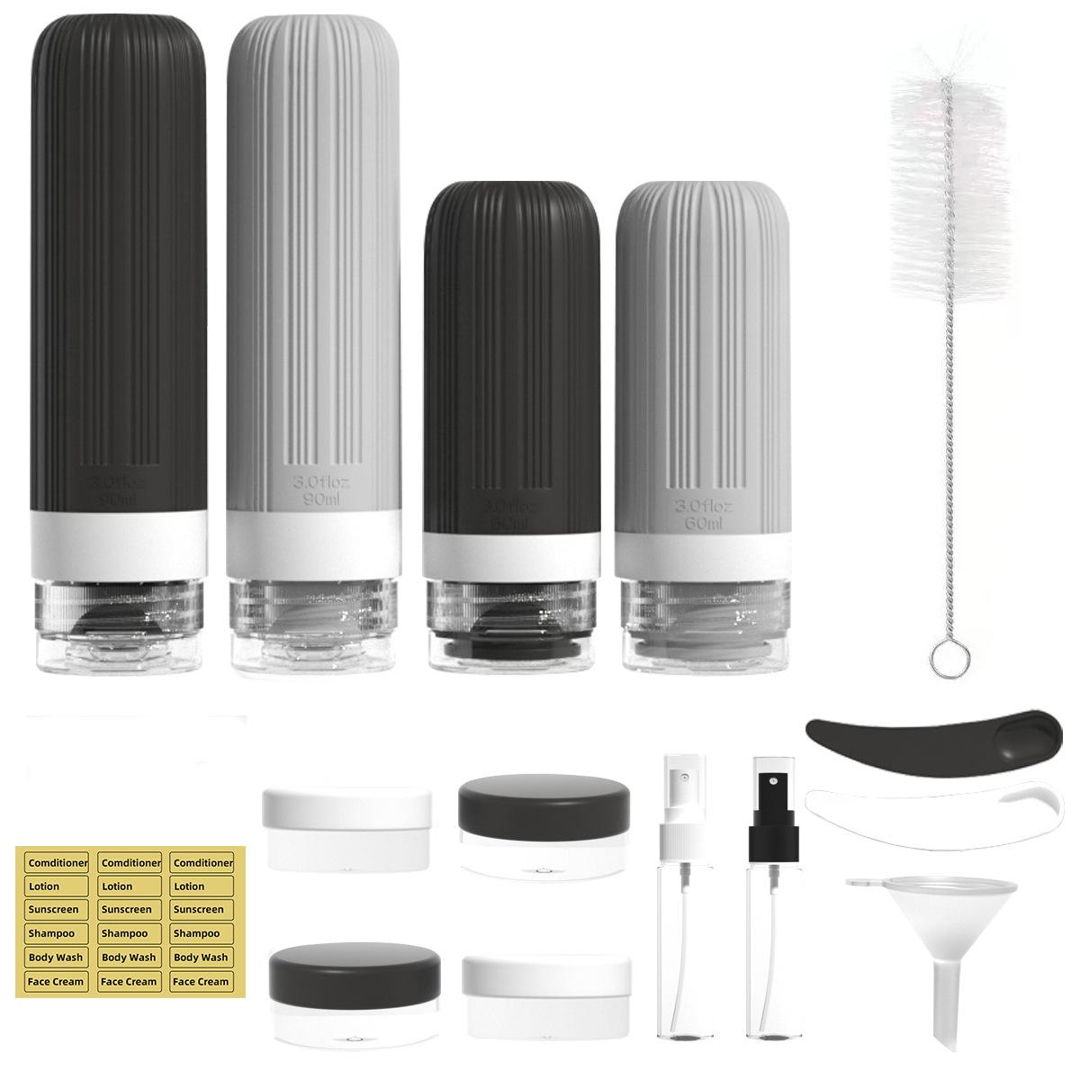 Travel Silicone Shampoo and Shower Gel Bottles Set, Leak-Proof Portable Toiletry Containers, Refillable Travel Bottles for Shampoo, Conditioner, Soap, Camping, Vacation, & Business Trip Essential