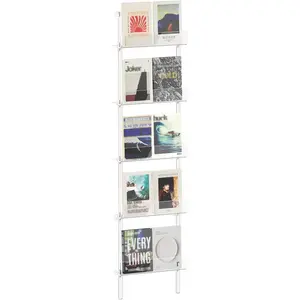 2026 New Arrival Multi Purpose 5-Tier Narrow Acrylic Bookshelf, 3.9" D x 15.8" W, Space-Saving Slim Storage Book Shelf for Living Room, Bedroom, Office, Clear Bookcase, Modern, Easy Assembly
