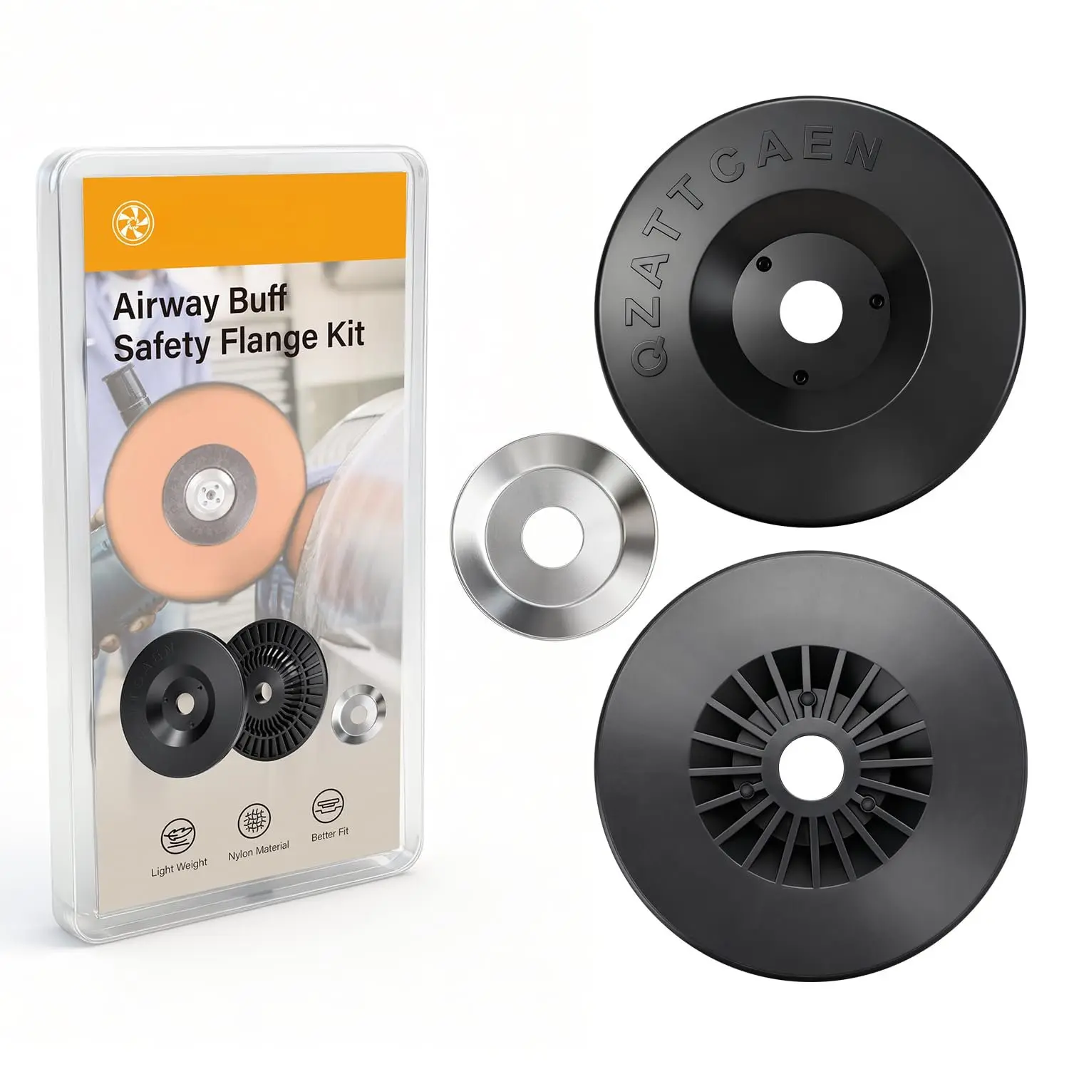 4 Inch Airway Buffing Wheel Flange Kit, 5/8 Inch Arbor Hole, Use with Extension Shaft, Safety Flange for Polishing Buffing Wheels, 1 Pair