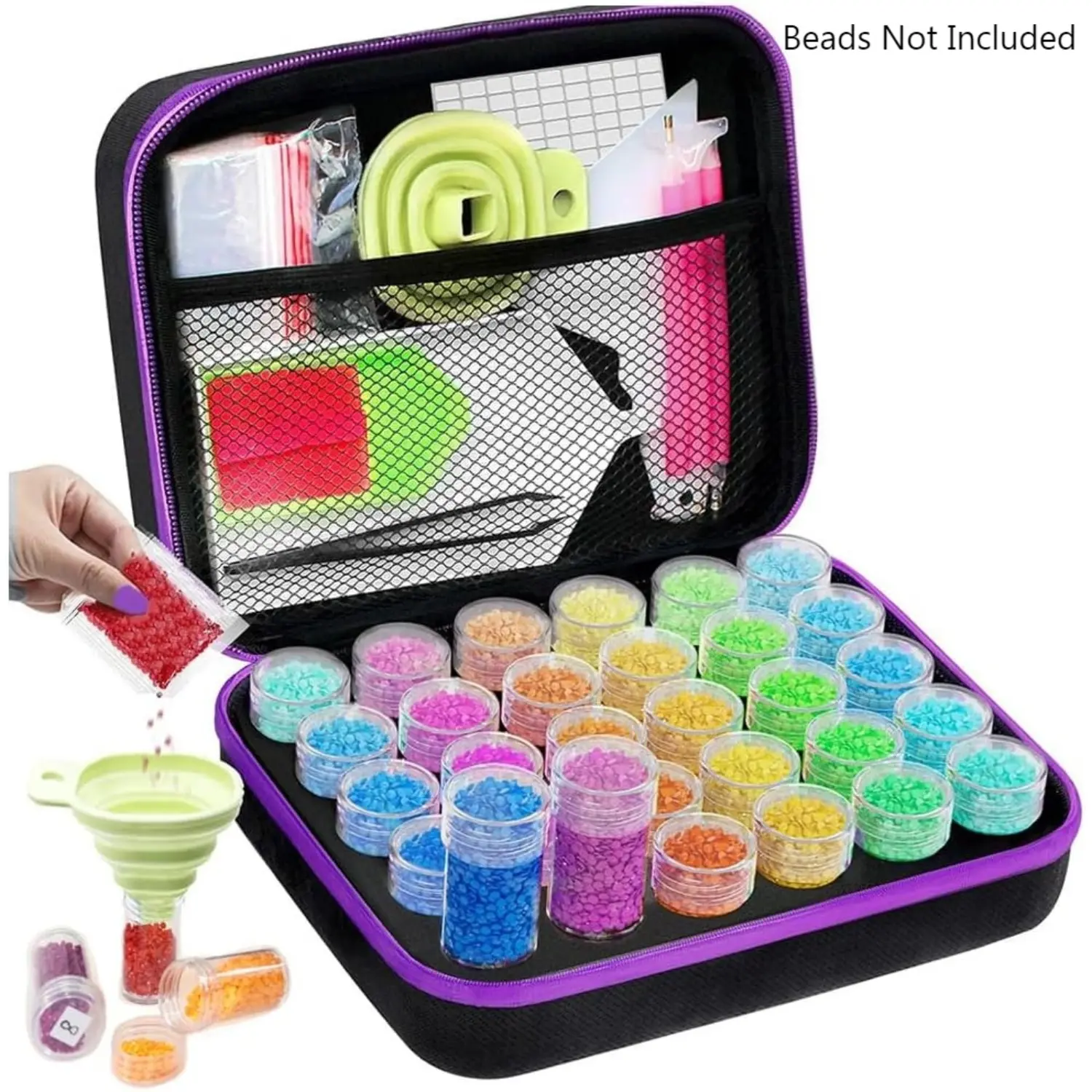 Diamond Painting Storage Container | Portable Bead Storage Box with Slots for Adult Diamond Art Kits, Accessories & Tools