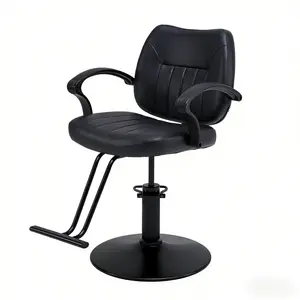 Salon Barber Chair, 360° Barber Chair Salon Chair for Hair Stylist, Adjustable Height, Chrome Base, Durable Frame & Footrest, Swivel Styling Braiding Hairdresser Chair for Home Barbershop, Black