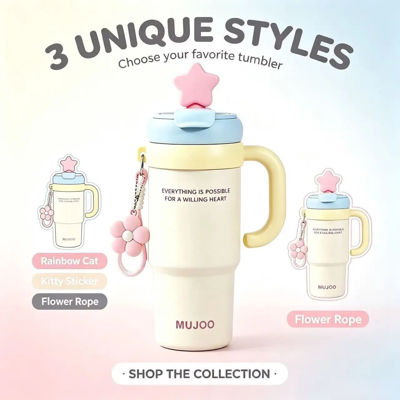 800ML Insulated Tumbler Gift for Her Him, Stainless Steel Travel Mug with Handle, Hot Cold Ready Cup, Eco Friendly Hydration Gift