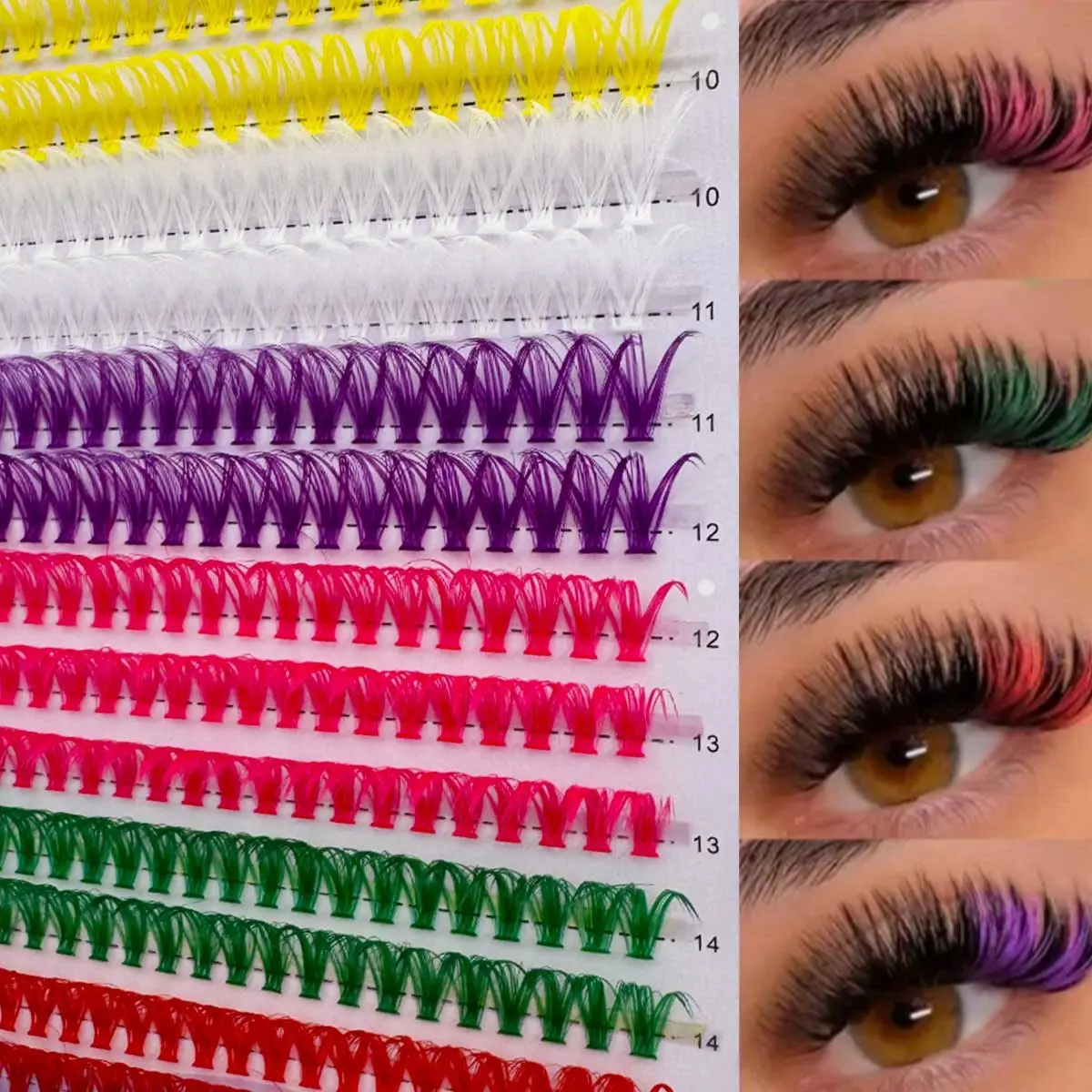 280 Pcs Large Capacity 7 Color Rainbow False Lashes, 40D Colorful Segmented, DIY Self-Application, Soft Fiber, Halloween Cosplay
