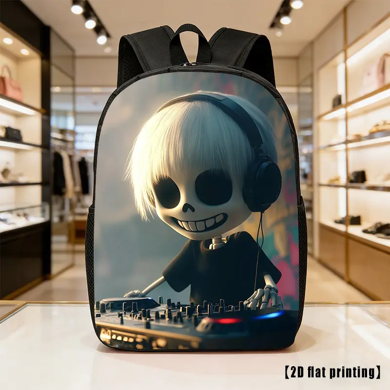 DJ Skeleton Rucksack Backpack, Lightweight Large-Capacity Unisex Bag with Adjustable Shoulder Straps, Side Pockets, Suitable for Casual Wear, Commuting, Hiking, Rucksack Backpacks