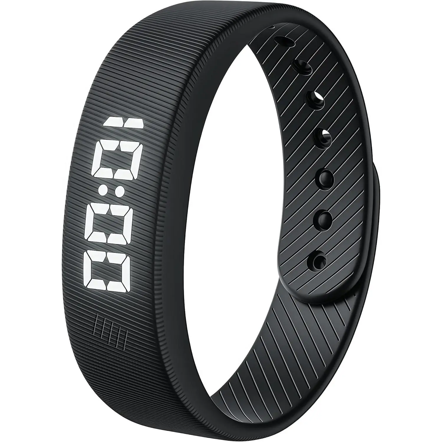 Lightweight LED Digital Sport Watch Splash Resistant Pedometer with Vibrating Alarm USB Rechargeable Silicone Wristband for Men & Women (Black)