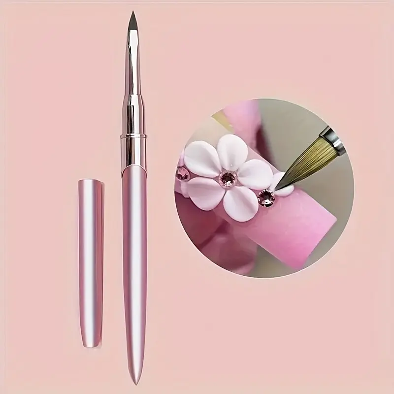 Professional Nail Brush with Non-Slip Handle, Metal Gel Sculpting Pen, Durable Nylon Bristles, Fashion Design, High-Quality Brush