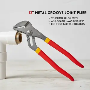 12 " (approx. 30cm) A3 Carbon Steel Red Handle Grooved Connector Pump Pliers
