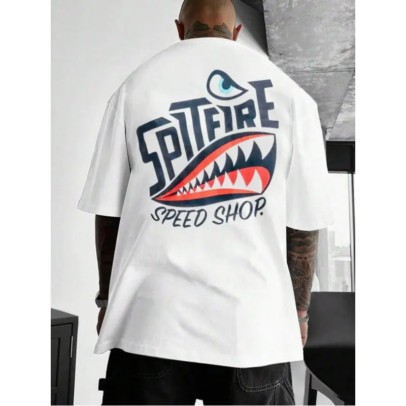 Men's Graphic T-Shirt Spitfire Logo Flame Skateboard Design |   100% Pure Cotton Fabric |   Basic T-Shirt |   Y2K Style |   Soft And Breathable Round Neck Fun T-Shirt |   Suitable For Wearing At Festivals, Parties, Gym, And Daily Wear