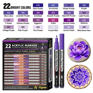 Acrylic Marker Pens, 15 Color Series, 22 Colors, Fine Tip 0.7mm, Fast-Drying, Visible Ink Window, Ideal for Art, Craft, DIY Projects, Acrylic Marker Set
