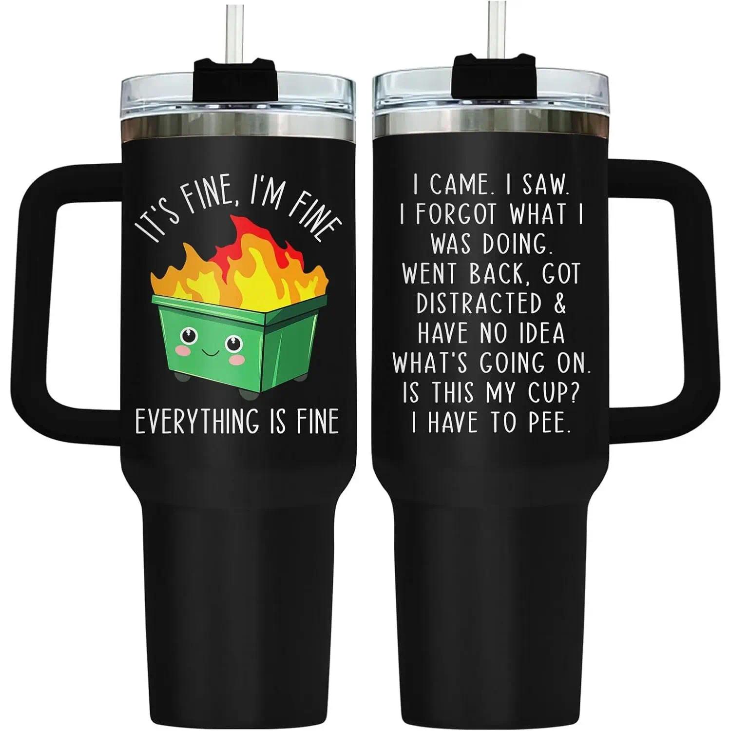 Dumpster 40oz Fire Tumbler, Stainless Steel This Little Light Of My Cup, Everything Is Fine Coffee Cup, Funny Birthday Gifts for Him Her, Kitchen Drinkware, Travel Breakfast Cup, Tea Cup Dumpster 40oz Fire Tumbler, Stainless Steel This Little Light Of My Cup, Everything Is Fine Coffee Cup, Funny Birthday Gifts for Him Her, Kitchen Drinkware, Travel Breakfast Cup, Tea Cup