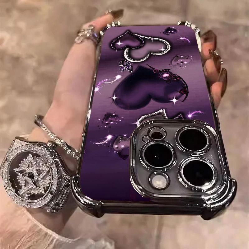 Heart Pattern Phone Case, Anti-drop Cellphone Protective Case, Total Protective Shockproof Mobile Phone Cover for iPhone 11 12 13 14 15 16 17 Pro Max/Pro/Plus/Air, Phone Decoration # IPAX1.