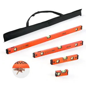 【DealsForYouDays】VEVOR Torpedo Level, 4-Piece Included 4/12/24/40 in, Magnetic Leveler Tool Set Aluminum Alloy, with Clear 3 Green Vials, Hanging Hole, Box Beam Multi-angle Measurement for Construction Home Renovatio