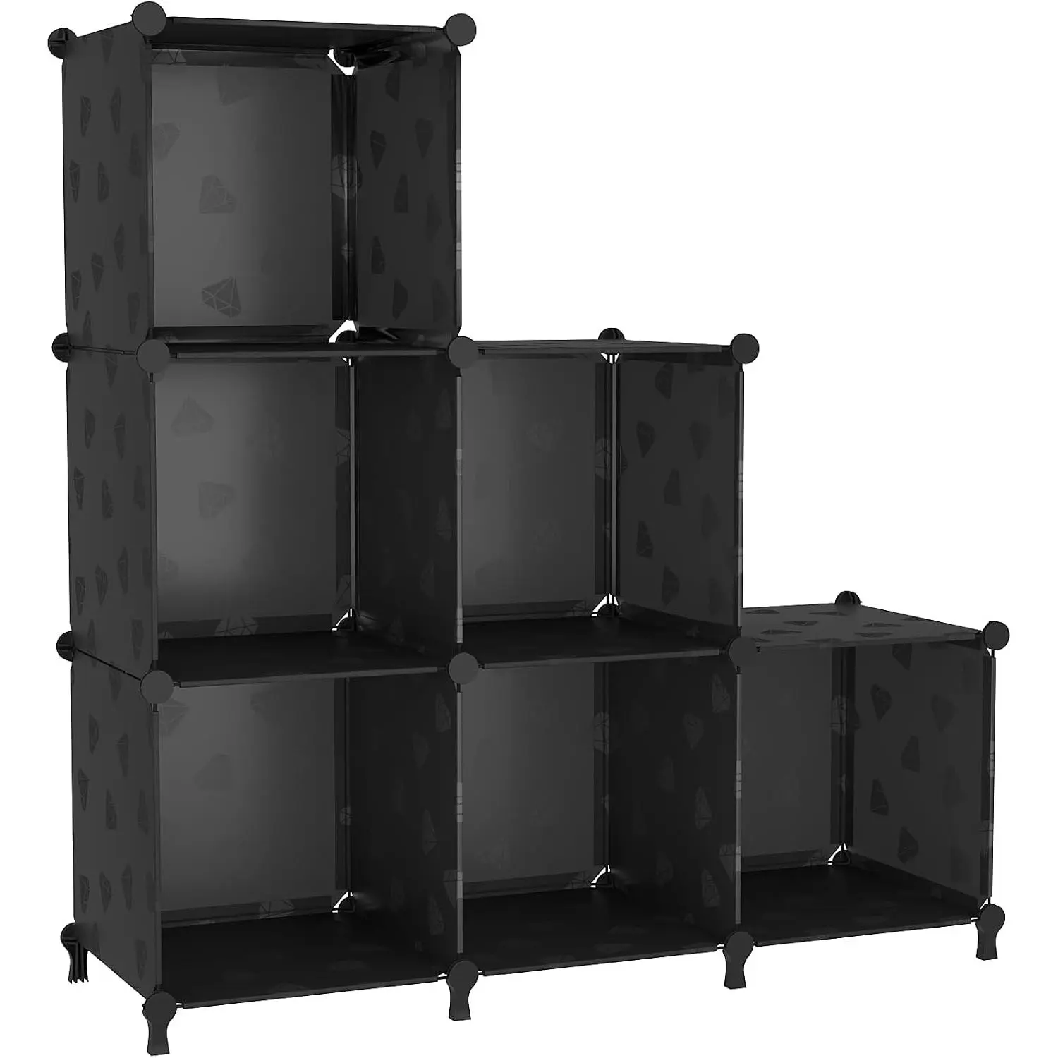 6 Cube Storage Organizer, Closet Organizer Storage Shelves, Black | DIY Stackable Bookcase, Clothes Organizer Shelf for Closet, Bedroom, Living Room, Cabinet, , Office