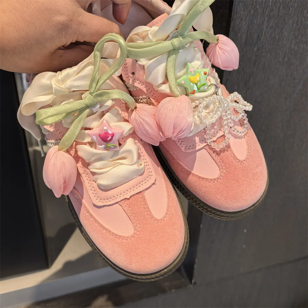 New Korean Ballet Tulip Shoelace Charms, Girly Pearl Crystal Bow Detachable Shoe Ornaments, Elegant DIY Floral Shoe Decor Buckles For Sneakers Trainers, Sweet Romantic Pearl Rhinestone Bow Footwear Custom Accessories For Teen ,,stai,jesu,mom,gold,pendant,
