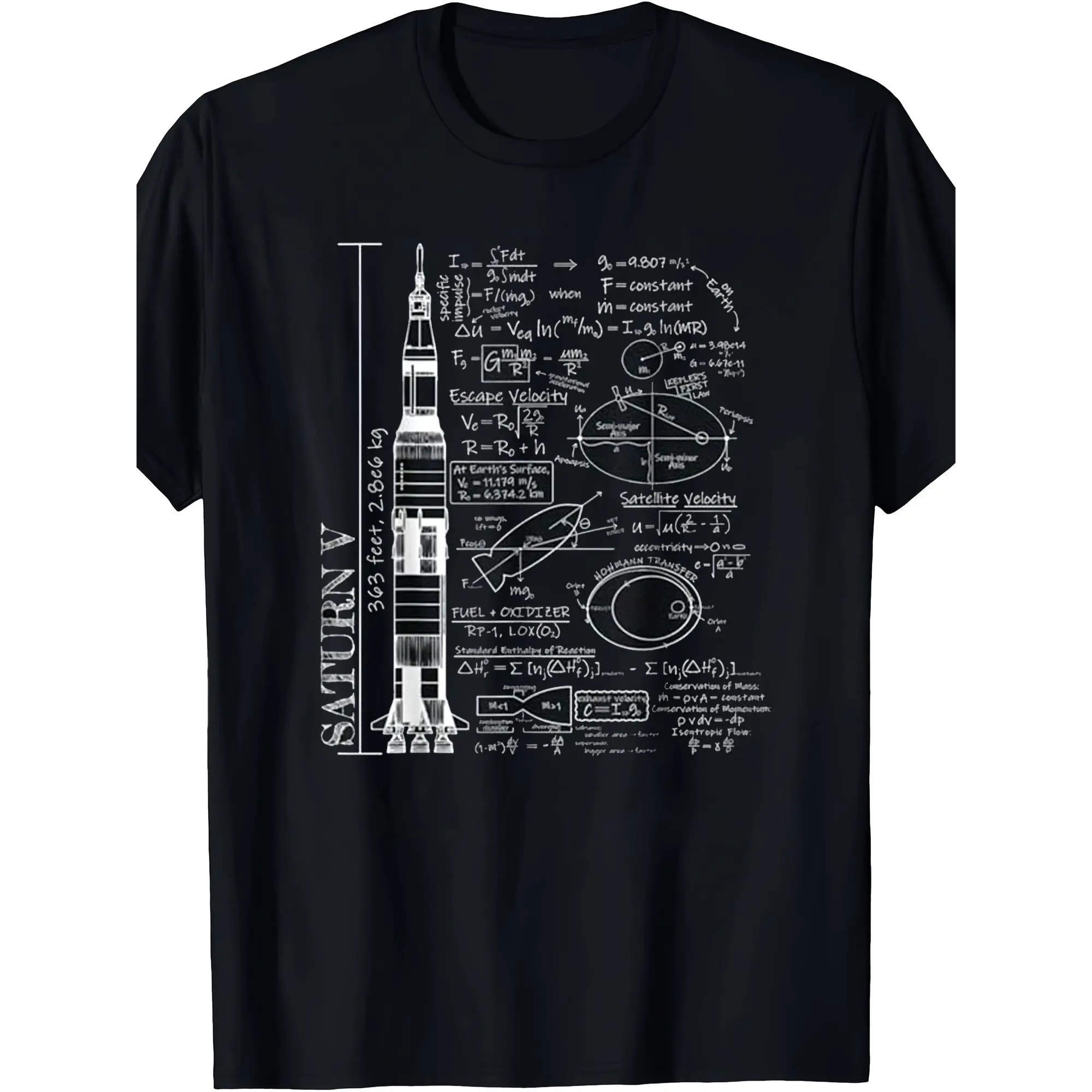 Men's Funny Math-Themed Graphic T-Shirt - 100% Black Retro Science Tee with Space Shuttle, Equations & Physics Formulas - Soft Breathable Lightweight Crew Neck Shirt for STEM Gifts, Teacher Apparel, Casual Wear - Machine Washable Regular Fit Funny Math Lo