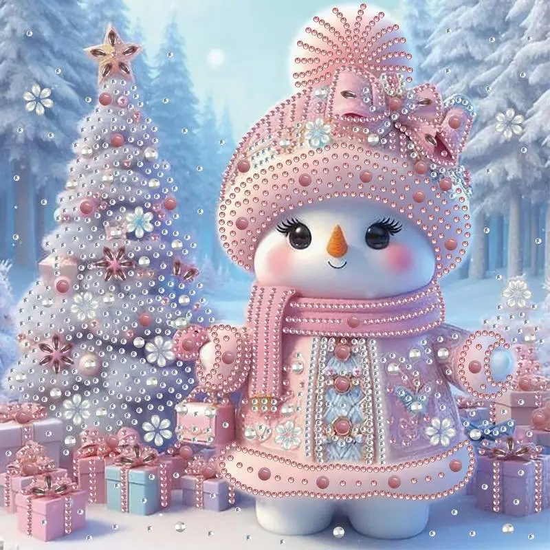 Snowman Diamond Painting Kit, 2D Acrylic Wall Art with Sparkling Rhinestones, Unframed Christmas Ornament for Home Decor