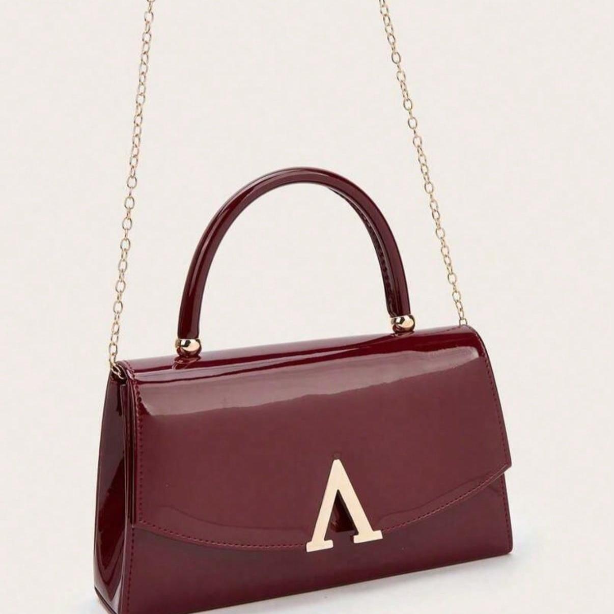 Stylish Luxury Solid Color Patent Clutch Woman Wallet PU Portable On Purse Handbag Crossbody Bag with chain for Office, College, Work, Business, Commute, Outdoor