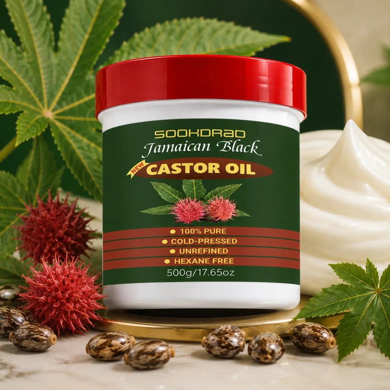Jamaican Black Castor Oil, 100% Pure, Cold-Pressed, Unrefined, Hexane Free, For Hair Care, For Skin Care, 500g
