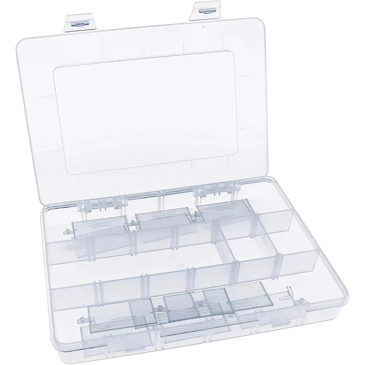 18-Grid Clear Plastic Organizer with Adjustable Dividers | 18-grid clear organizer with adjustable dividers for , beads, tackle, and crafts