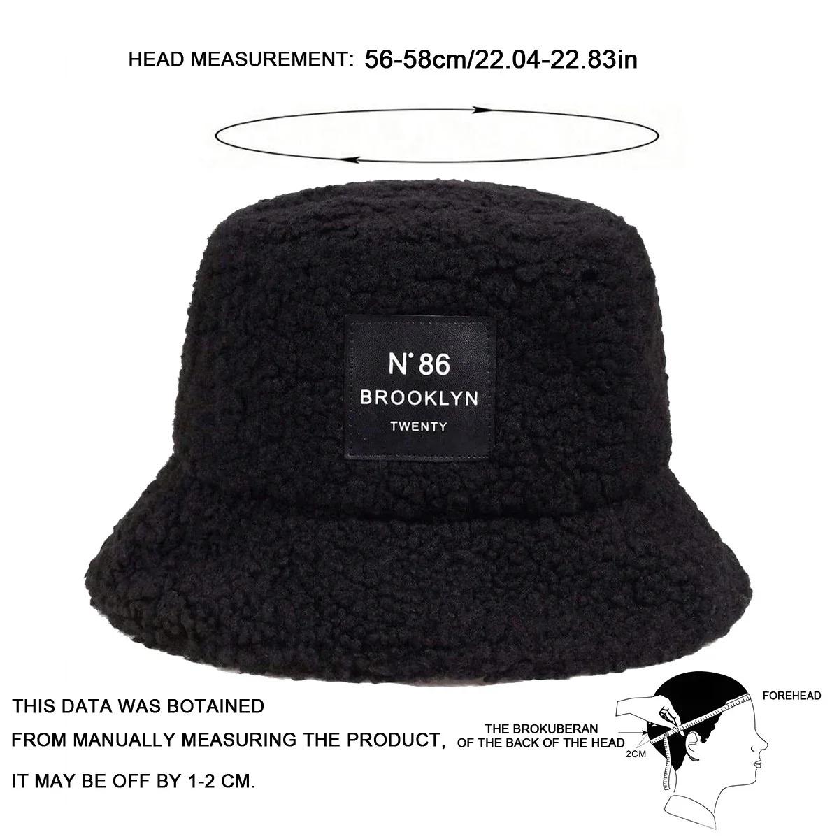 Unisex N86 Brooklyn Label Lambhair Bucket Hats Warm Fishermen Caps Outdoor Casual Cap Sunscreen Hat