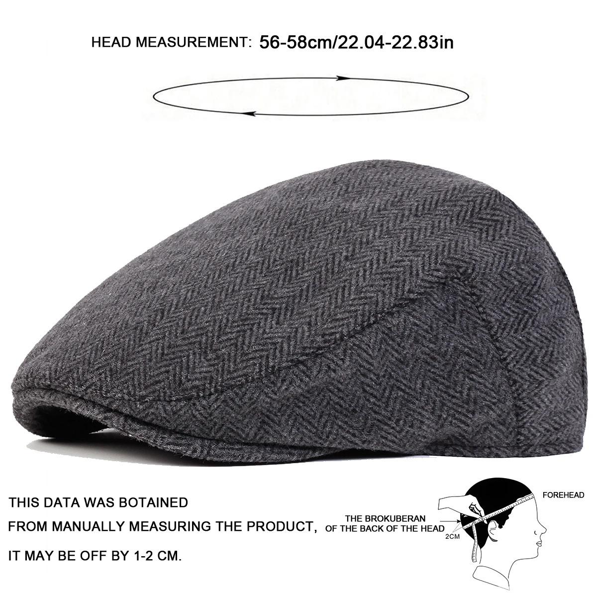 Unisex Furry Herringbone Grid Newsboy Caps British Painters Hats Spring Winter Flat Peaked Cap Hip Hop Berets