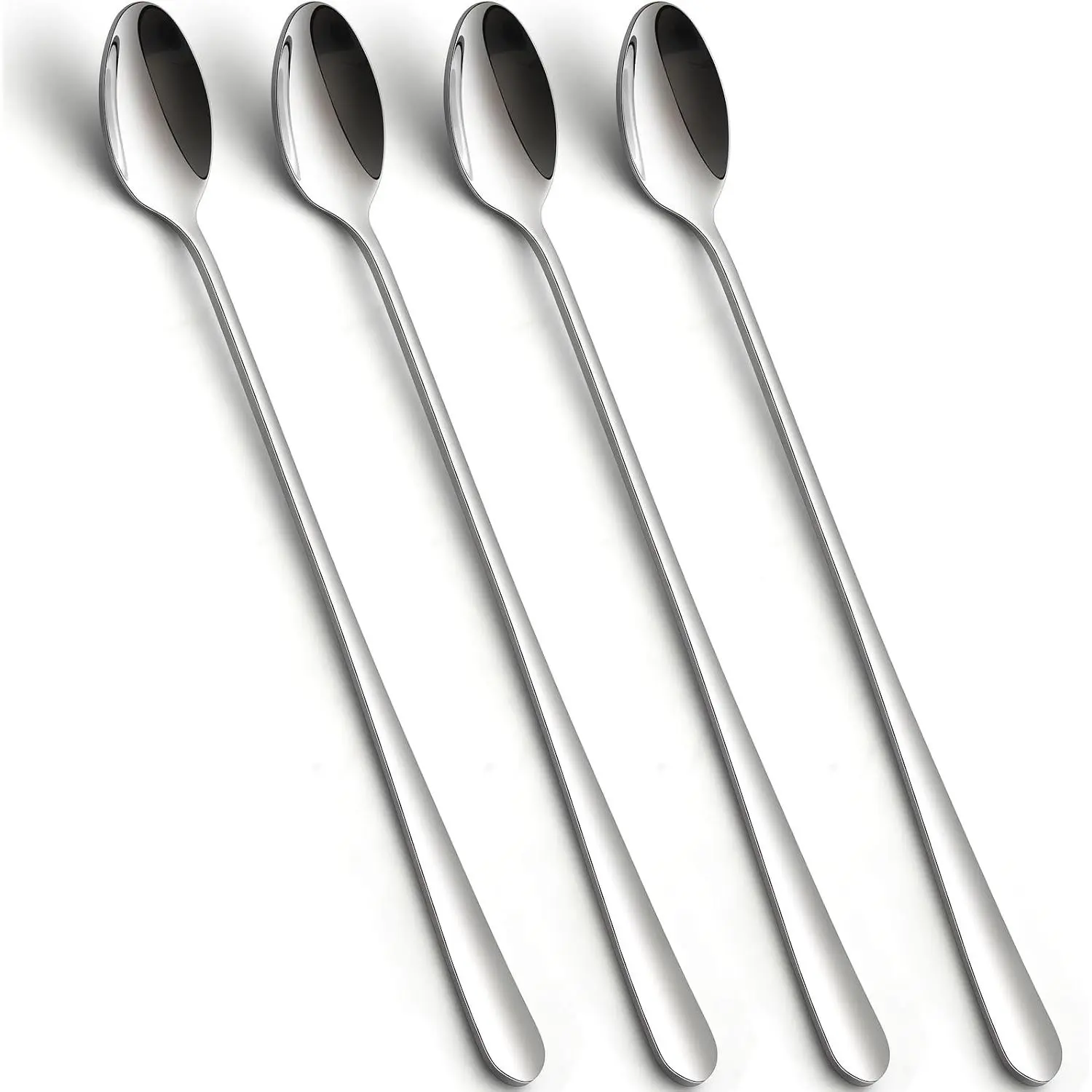 Stainless Steel Long Handle Iced  Spoons, Stirring Spoon, Ice Cream Spoon, 8.78-Inch/22.3CM Long Teaspoons for Stirring Coffee, Mixing , Mixing Milk ,  Spoons Set of 4