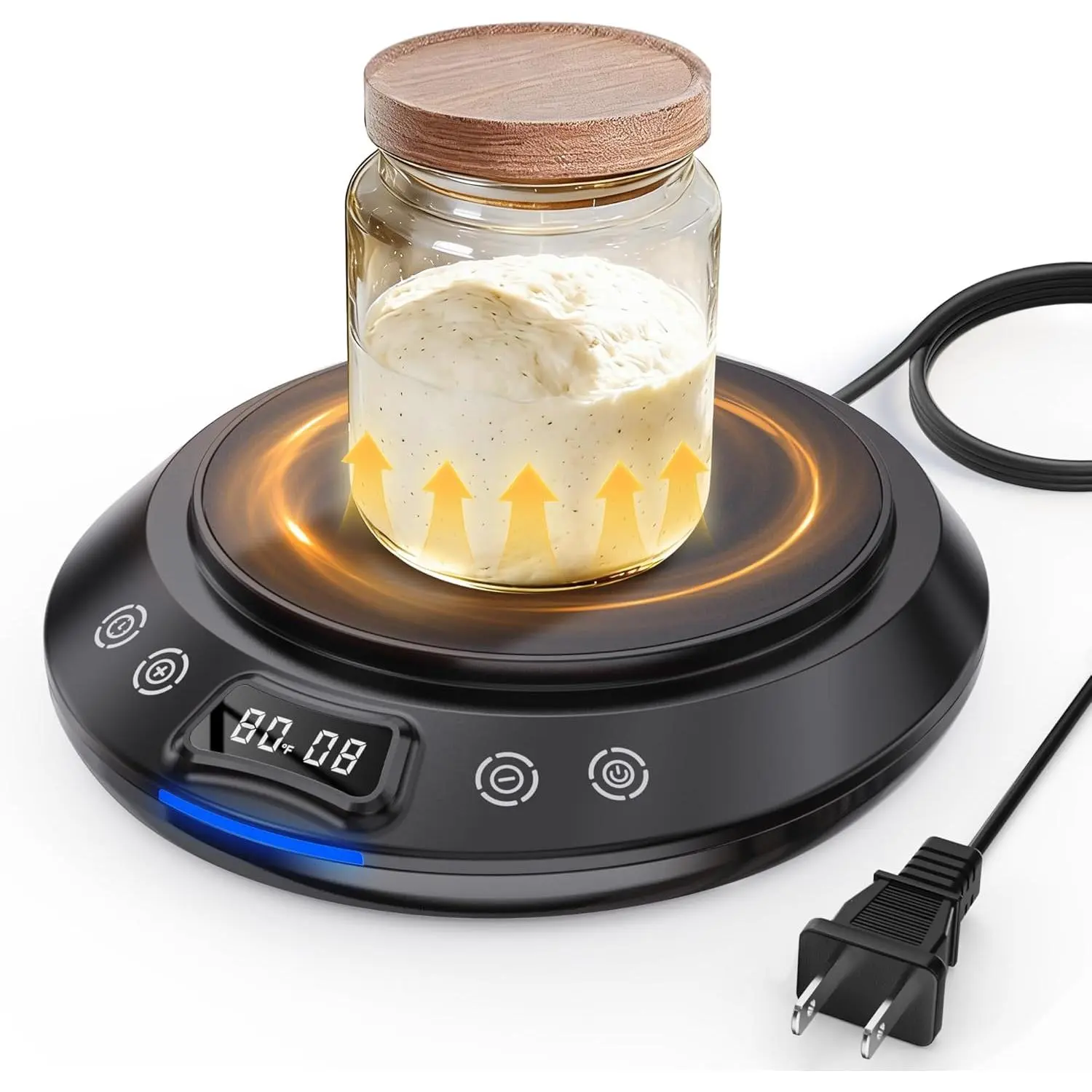 Sourdough Starter Warmer,2026 Upgrade Heating Plate, Bread Maker Machine Helper, 1°F Control (65–110°F), 24H Timer, Sourdough Tools, for  Baking (Black)