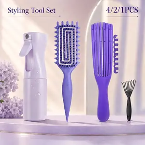 💜Curling Set, Flexible Hair Comb, Volumizing Brush, Volumizing Hairbrush, Suitable for Dry/wet Hair, Smooths, Defines Curls, Hydrates, Creates Volume, Wave/coil/natural Hair, Smoothing Comb, Hair Brushes, Hair Styling Tools