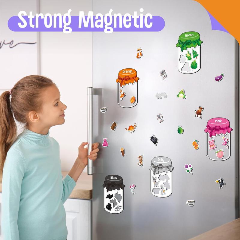10/12 Pieces Magnetic Color Sorting Toys, 60 Color Magnets Educational Refrigerator Whiteboard for Baby Toddlers Kids Magnets