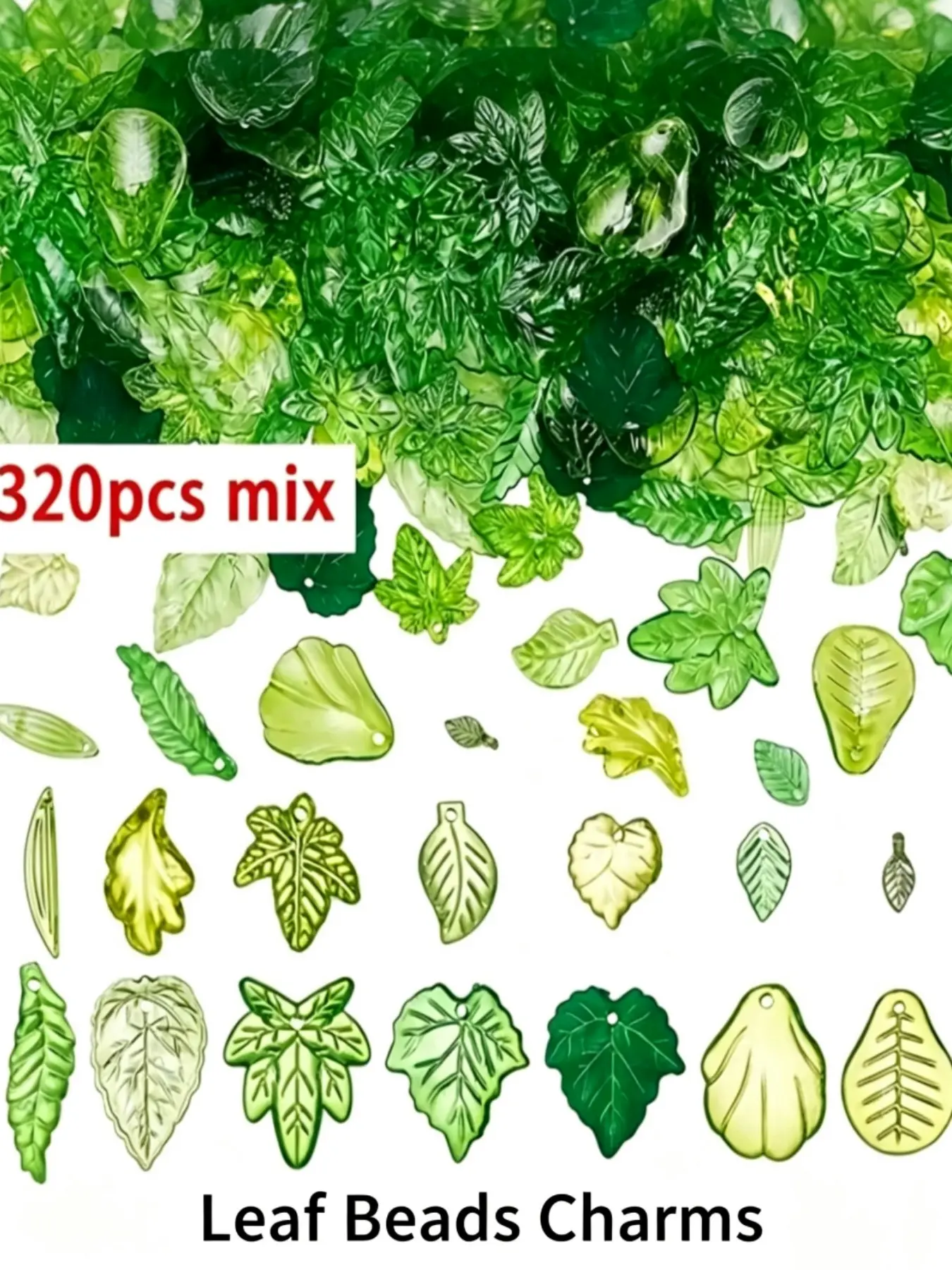 320pcs Leaf Beads with Curved Leaf Pendant for DIY Jewelry Making, Perfect for Keychains Bracelets Necklaces Earrings, DIY Jewelry Accessories, Acrylic Beads, DIY Beading