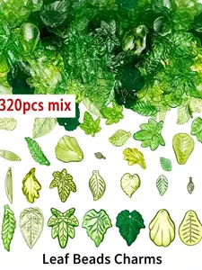 320pcs Leaf Beads with Curved Leaf Pendant for DIY Jewelry Making, Perfect for Keychains Bracelets Necklaces Earrings, DIY Jewelry Accessories, Acrylic Beads, DIY Beading