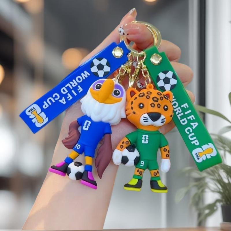 2026 World Cup Keychain Soft Rubber Fan Mascot Pendant Car Keychain Wholesale Keychains