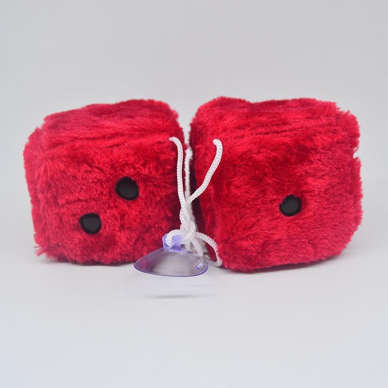 6cm long hair hot stamping dice plush toy cube pendant, rearview mirror pendant sieve